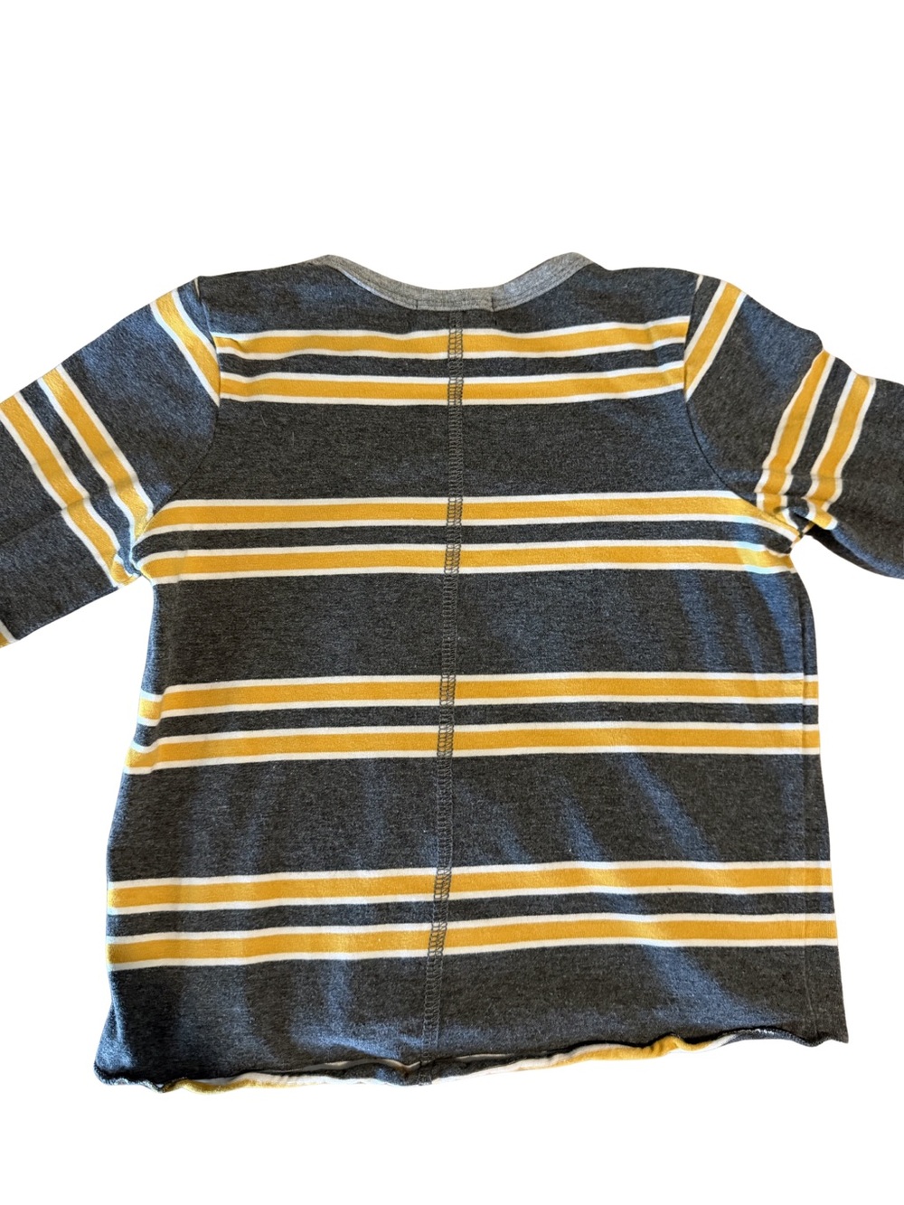 kidpik Gray long-sleeved  t-shirt with Yellow and White Stripes - Picture 3 of 6